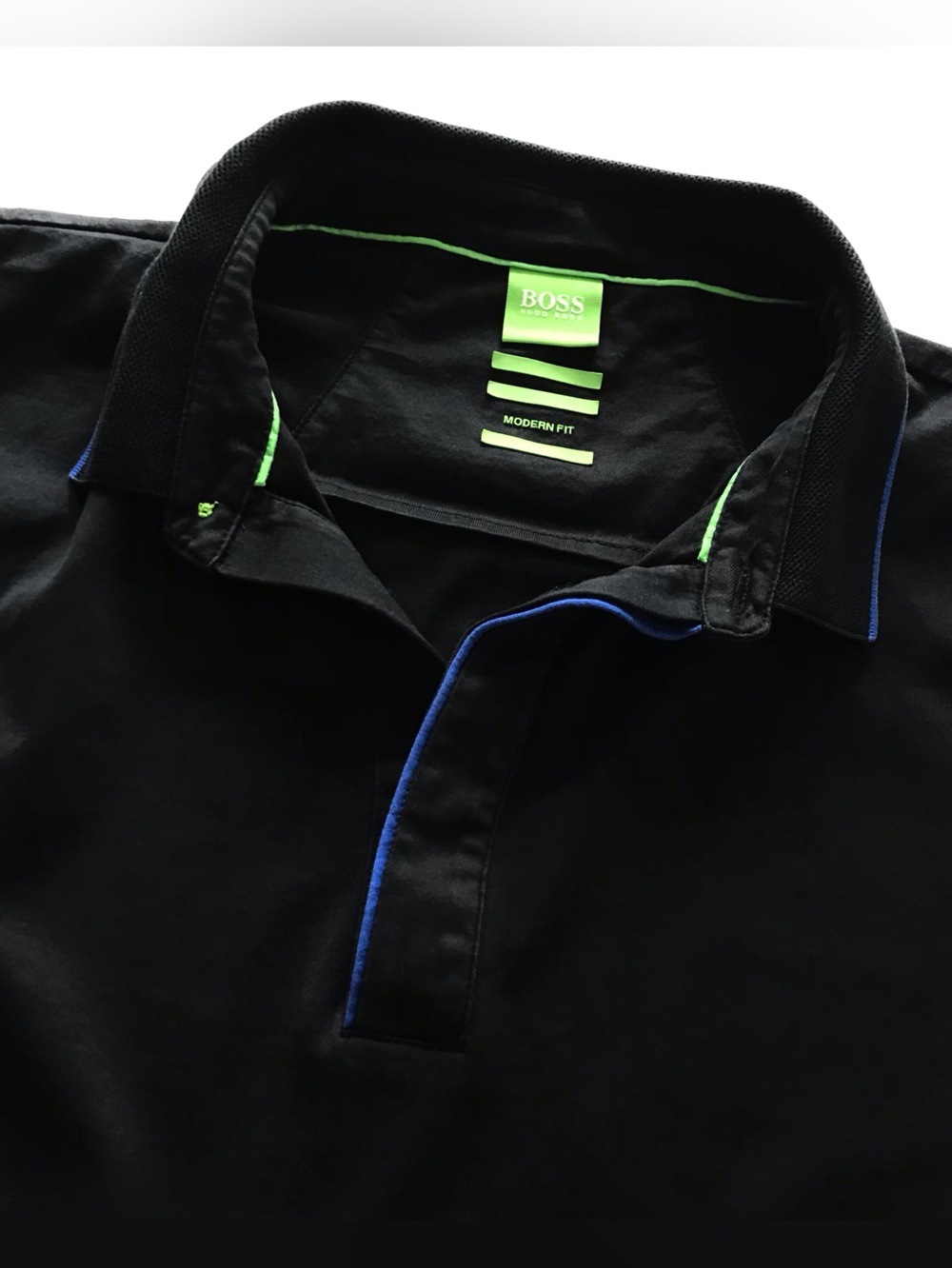 HUGO BOSS "Paddy 4" Black Luxury Cotton Golf Polo • Men's L EUC